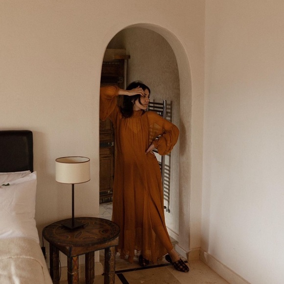 Maxi long sleeves silk dress - Picture 1 of 5